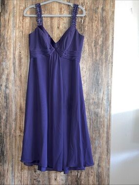 Elegant V-Neck Purple Dress with Beaded Straps